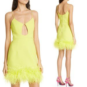 Rebecca Vallance Piero Feather Trim Cutout Dress
